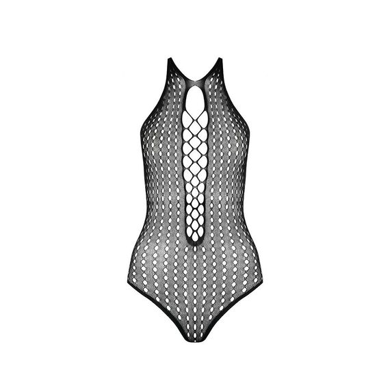 Бодістокінг з декольте Passion BS088 black, імітація корсетної шнурівки, One size | Зображення 4