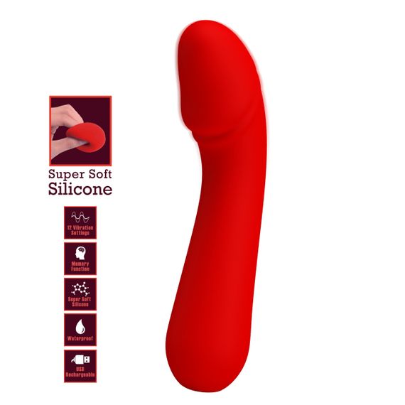 Вібромасажер для стимуляції точки G Pretty Love - Cetus Red, BI-014723-2 Sex Aura | Зображення 1
