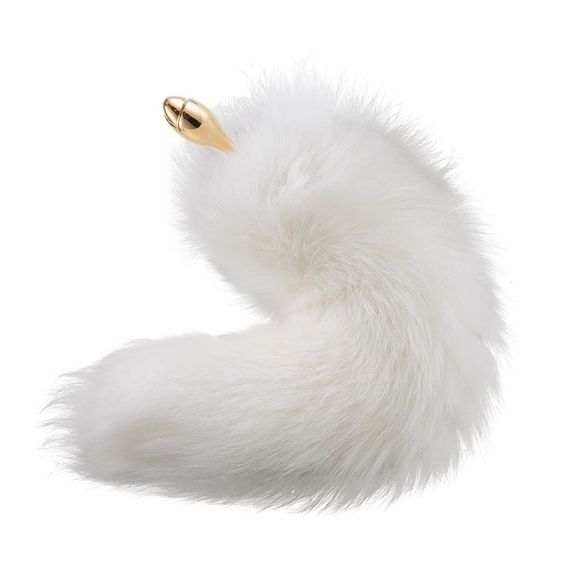 Металева анальна пробка з хутряним хвостом LOCKINK SEVANDA White Fox-Tail Anal Rose-shape Plug | Зображення 2