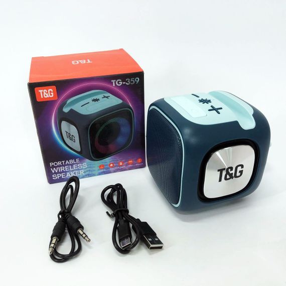 Портативна Bluetooth колонка TG359 7W з підсвічуванням RGB, акумуляторна колонка для музики. Колір: синій | Зображення 1