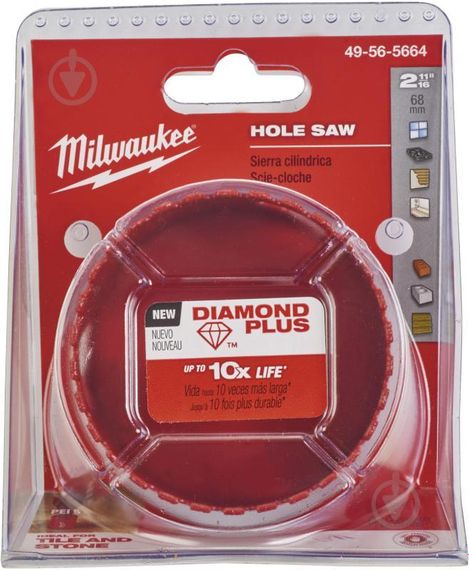 Коронка алмазна Milwaukee 68 мм Diamond Plus 49565664 | Зображення 1