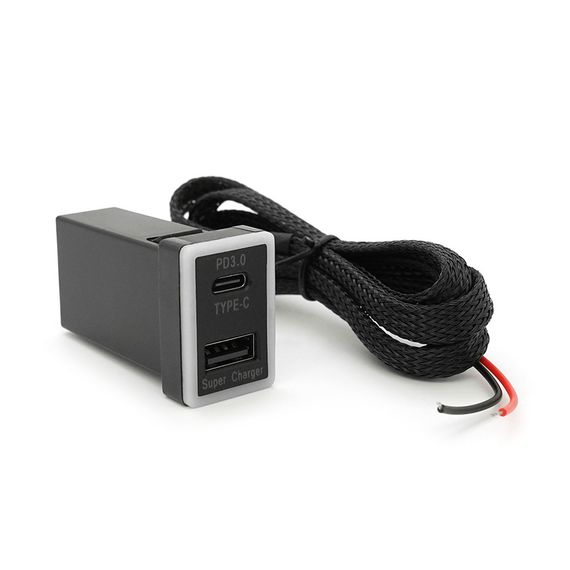 АЗУ врізне 60W-D01T03-S, PD+QC, Type-C: 30W, USB: 30W, LED підсвічування