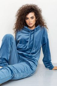Спортивний костюм жіночий велюровий, колір джинс, розмір XL FA_006221