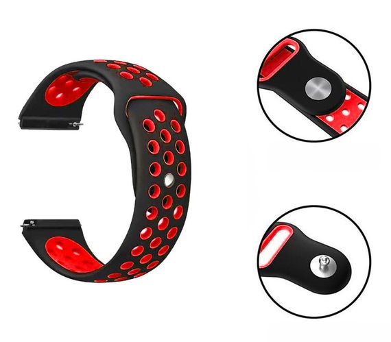 Спортивний ремінець Primolux Perfor Sport з перфорацією для годинника Amazfit Pace Smart Sport Watch - Black&Red | Зображення 1