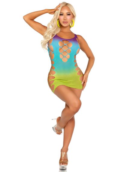 Платье Leg Avenue Seamless Ombre Faux Lace Up Mini Dress One Size Ocean | Зображення 3