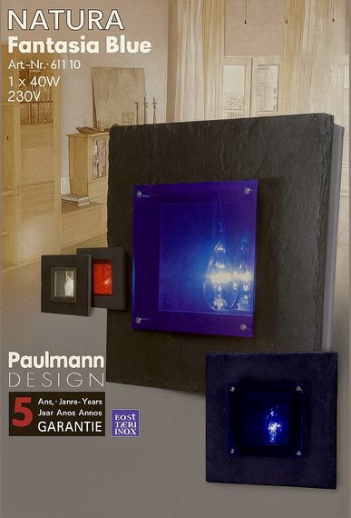 Світильник настінний Paulmann NATURA Fantasia 30×30 см дизайнерський з натурального каменю сланець з мікроблиском, E14, 40W | Зображення 1