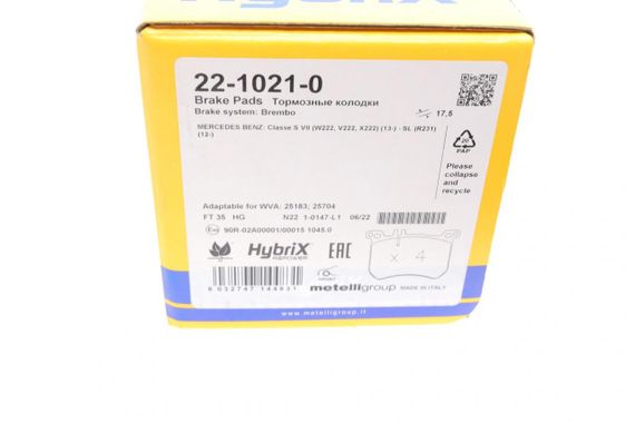 Колодки гальмівні передні Mercedes Benz S-class W222,V222,X222 SL-class R231 12-  22-1021-0 | Зображення 8