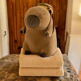 Плед-подушка іграшка 3в1 Капібара 40см (плед 100*150см) Коричнева