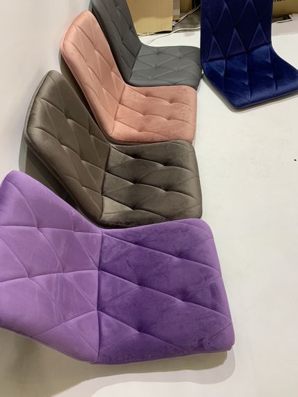 М'який напівбарний стілець на хромованих металевих ногах Fred Bar 65-CH, м'яка оббивка велюр пурпурний OR-857 | Зображення 2