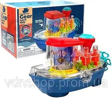 Музыкальный кораблик (подсветка, мелодии, колесо свободного хода, шестеренки) YJ 388-67