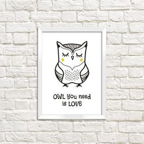 Постер в рамке OWL you need is love 30x42 см, A3 (WMT3_ART060_WH)