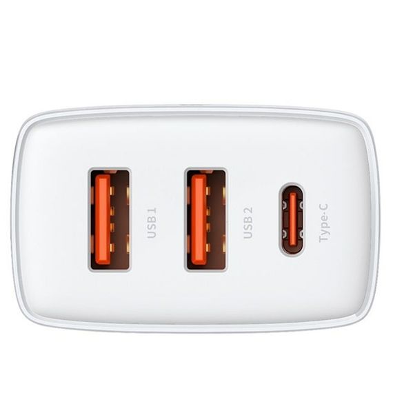 СЗУ Baseus Compact Quick Charger 30W QC+PD (2USB-A/1C) (CCXJ-E) Белый | Зображення 1