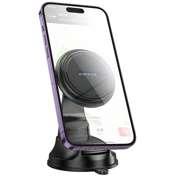 Автотримач Borofone BH136 Parker ring magnetic (center console) Black | Зображення 1
