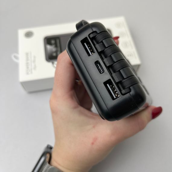 Power Bank Super з кабелем USB+Micro+Type-C+Lightning (20000mAh) Чорний | Зображення 1