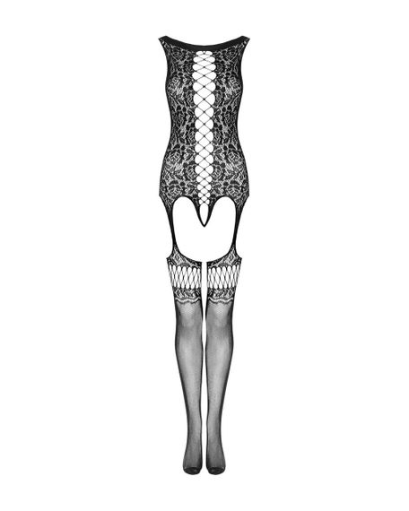 (SALE) Бодистокинг Obsessive Bodystocking F236 S/Ml/L, глубокое декольте, имитация шнуровки Sex Aura | Зображення 4