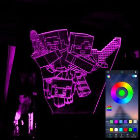 Акриловий світильник-нічник керування з телефона Minecraft 2 tty-n001835