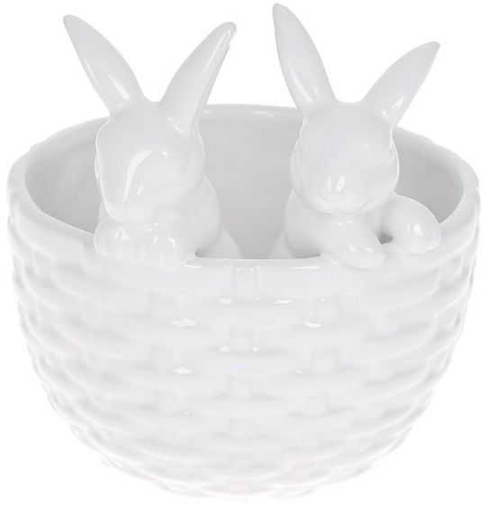 Вазон декоративний Banny in a basket White 14х13.5х15см