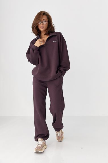 Однотонний спортивний костюм із написом - баклажан цвет, ONE SIZE (є розміри)