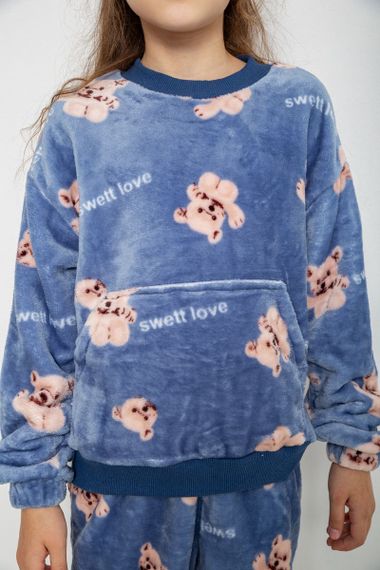 Пижама детская плюшевая унисекс, цвет джинс, 102R1538 | Зображення 4