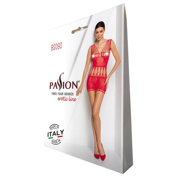 Бодістокінг — мінісукня з метеликами Passion BS090 red, One size | Зображення 5