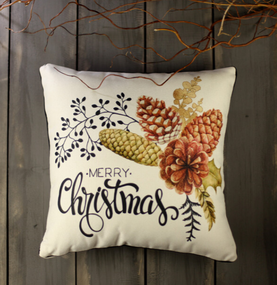 Подушка с мешковины Merry Christmas 45x45 см (45PHB_17NG020_WH)
