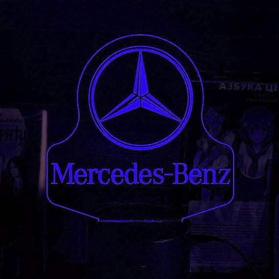 Акриловый светильник-ночник Mercedes-Benz синий tty-n000331