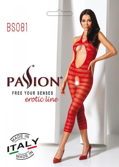 Сітчастий бодістокінг з відкритим животом Passion BS081 red Sex Aura | Зображення 3