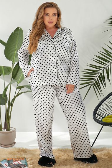 Пижама женская в горох  -уценка, цвет молочный, 257R333-U-2 | Зображення 2