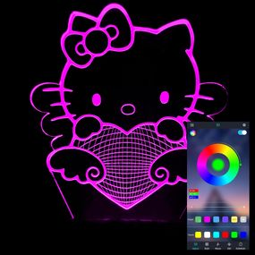 Акриловый светильник-ночник управление с телефона Хелоу Китти tty-n000946