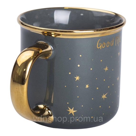 Чашка фарфоровая с золотым ободком и позолоченной ручкой 320 (мл) Good life Зеленая RX-N231506GR | Зображення 1