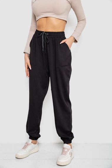 Штани жіночі катонові, колір чорний, 244RLE-075 | Зображення 2