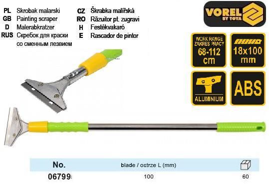 Скребок телескопічна ручка Польща 68-112 см VOREL-06799 | Зображення 2