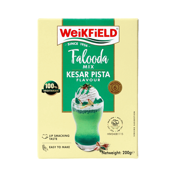 Суміш для молочного напою-десерту зі смаком Фісташок та Шафрану  Falooda Kesar Pista Mix Powder 200г Weikfield 8901808004790