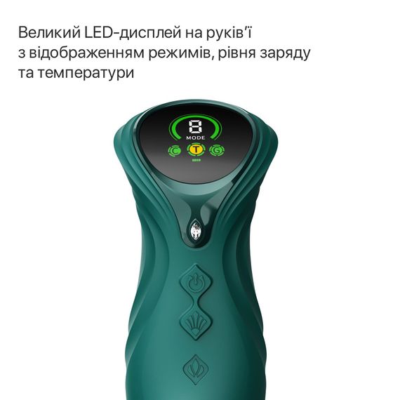 Смарт пульсатор-кролик з вібрацією Zalo Mose 2 Turquoise Green, підігрів до 42 °C, кристал Swarovski | Зображення 7