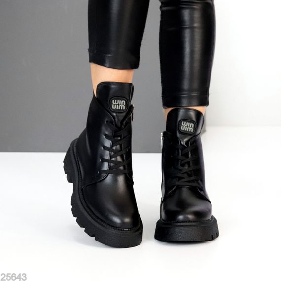 Крутые черные кожаные зимние ботинки натуральная кожа | Зображення 1