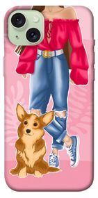 Чохол з картинкою Girl and corgi для Apple iPhone 15 Plus (6.7")