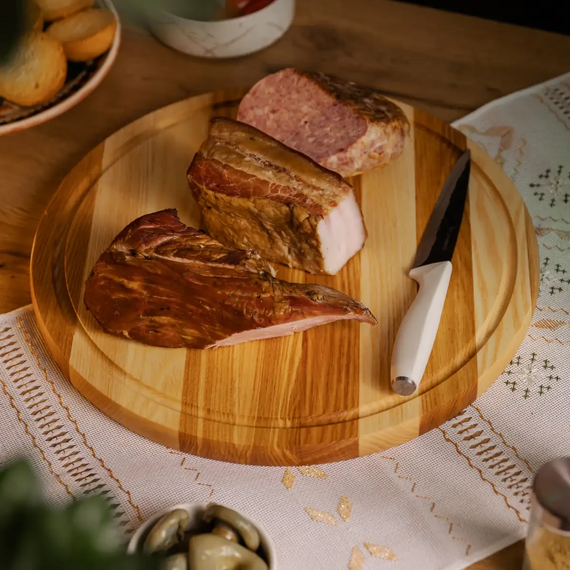 Обробна дерев'яна дошка кругла 30 см для подачі нарізки ясен C11W300 | Зображення 3