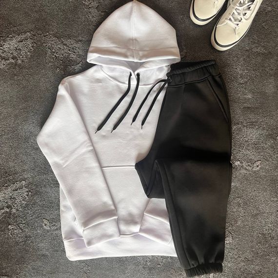 Женский теплый спортивный костюм на флисе DA2455 размер XXL цвет бело-черный