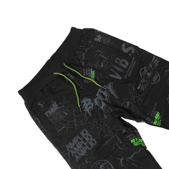 Спортивні стильні штани підліткові чоловічі Чорні 164 см ff | Зображення 3