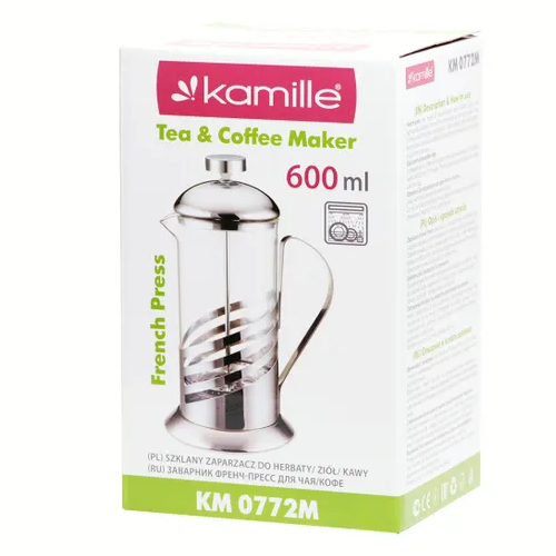 Френч-прес 600мл скло/нержавіюча сталь 0772M KAMILLE | Зображення 3