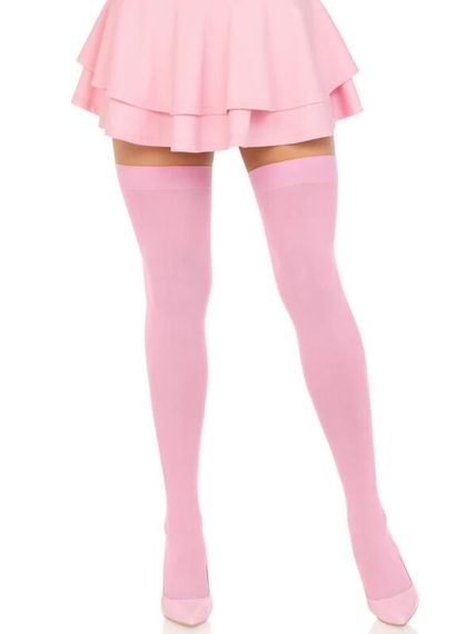 Щільні непрозорі панчохи Leg Avenue Opaque Nylon Thigh Highs Pink, One Size