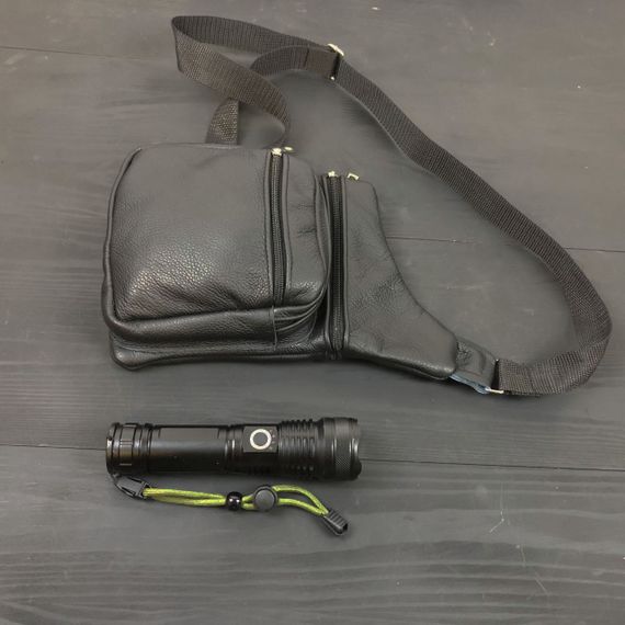 Подарочный набор 2В1! Сумка кожаная + профессиональный фонарь: QH-815 POLICE BL-X71-P50 | Зображення 1
