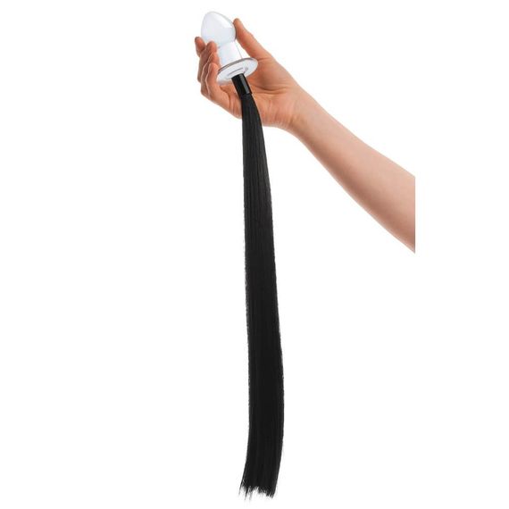 Анальная пробка Glass Horse Tail с хвостиком, стеклянная sexstyle | Зображення 3