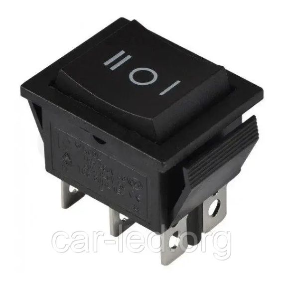 Перемикач клавішний KCD2-213, 16А, без підсвічування, ON-OFF-(ON), одна сторона возвратна, 6PIN, Чорний, Чорний