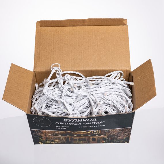 Світлодіодна гірлянда «Нитка» 30 м, 300 LED, IP65, білий дріт | Зображення 5