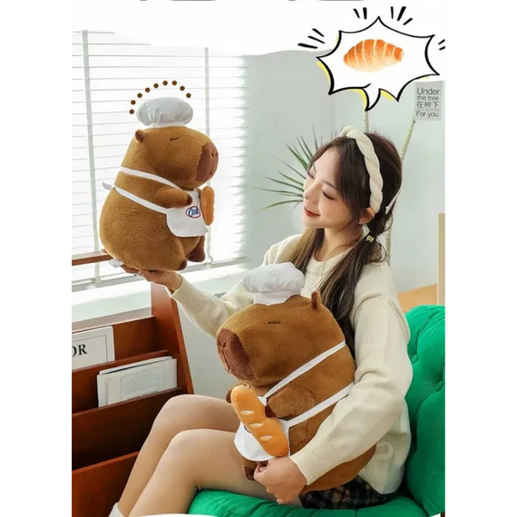 Плюшева капібара Повареня з аксесуаром, 44,5 см, антистрес і декоративна іграшка | Зображення 4