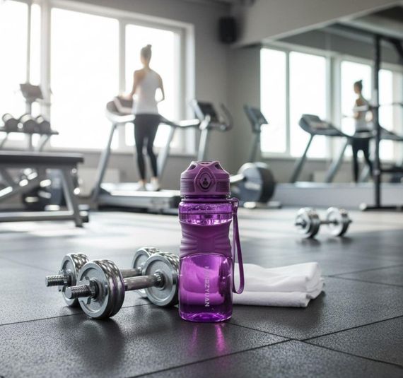 Бутылка KANGZYUAN 450 мл - Фиолетовая Tritan BPA-free, ударопрочная, спортивная с эргономичной крышкой | Зображення 7