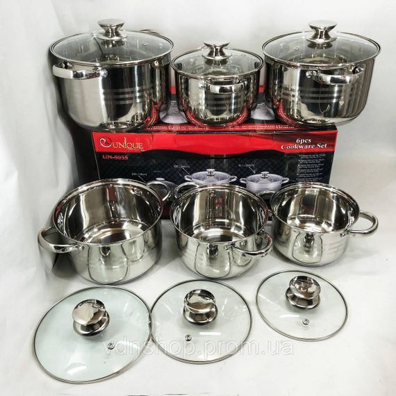 Набір каструль з антипригарним покриттям UNIQUE, Набір каструль якісних з кришками KN-73 | Зображення 9