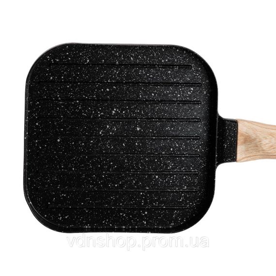 Сковорода гриль квадратна 18×18 см рифлена з гранітним покриттям чорна HP39568B | Зображення 4