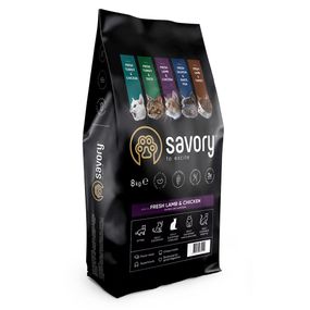 Корм Savory Adult Cat Steril Fresh Lamb & Chicken низкозерновой сухой со свежим мясом ягненка и курицы для взрослых кастрированных котов 8 кг